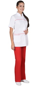 Костюм СИРИУС-ЛАУРА женский белый с красным - фото 176359