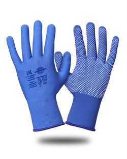 Перчатки Safeprotect НейпМикро-Г (нейлон+ПВХ-микроточка, голубой) - фото 177611