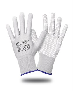 Перчатки Safeprotect НейпМикро-Б (нейлон+ПВХ-микроточка, белый) - фото 177992