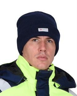 Шапка трикотажная темно-синяя СИРИУС Юка с утеплителем Тинсулейт (х12х120) - фото 178830