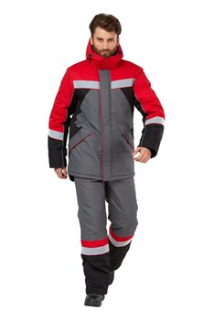 Костюм "Памир" серый/черный/красный (зимний) КОС803 - фото 190067