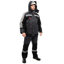 Костюм утеплённый ЮКОН-Мембрана куртка, полукомбинезон цв.т.серый, чёрный, св.серый - фото 191773