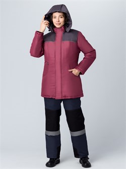 Куртка зимняя женская Снежана (тк.Дюспо), бордовый/т.серый - фото 46691