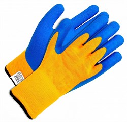 Перчатки Орион РТИ™ СНЕГИРЬ двойные (ПАН/пш+рельефный латекс), желтый/синий - фото 46840