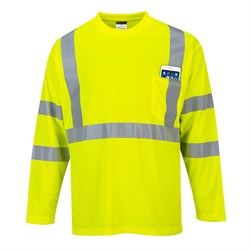 Светоотражающая футболка PORTWEST S191 с длинными рукавами и карманом - фото 46989