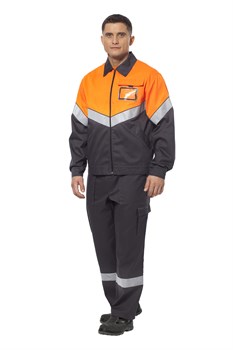 Куртка "Илион" графит/оранжевый 210 г/м.кв, 65%ПЭ+35%ХБ, ВО, Балтекс 1 КУР623 - фото 47847