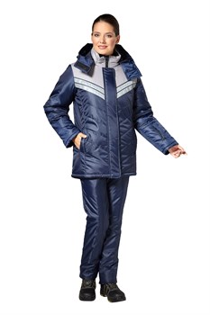 Куртка "Эребус" т.синий/серый (женская) 100 г/м.кв, 100% ПЭ, ВО, Оксфорд  КУР604 - фото 48109