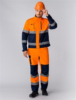 Костюм дорожник Сигнал-1 (тк.Балтекс,210) брюки, оранжевый/т.синий - фото 48619
