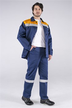 Костюм Стандарт СОП (тк.Смесовая,210) брюки, т.синий/оранжевый - фото 48739