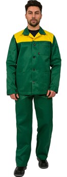 Костюм Труженик (тк.Смесовая,210) брюки, зеленый/желтый - фото 53784