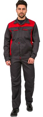 Костюм Идеал NEW (тк.Балтекс,210) брюки, т.серый/красный - фото 5407