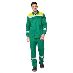 Костюм мужской летний Стандарт 1 СОП зеленый/желтый (куртка и брюки) - фото 55391