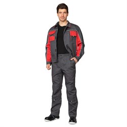 Костюм мужской Бренд 1 2020 темно-серый/красный (куртка и брюки) - фото 55423