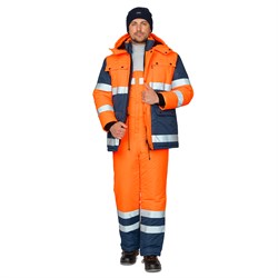 Костюм мужской утепленный Спектр 2 Ультра оранжевый/синий (куртка и полукомбинезон) - фото 55529