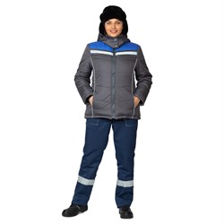 Куртка женская утепленная Онега-М с трехслойным утеплителем темно-серый/электрик - фото 55812