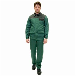 Костюм мужской Ударник П темно-зеленый/черный (куртка и брюки) - фото 56278
