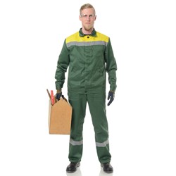 Костюм мужской Пантеон 2 зеленый/желтый (куртка и полукомбинезон) - фото 56385