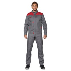Костюм мужской Профессионал 2 серый/красный (куртка и полукомбинезон) - фото 56472
