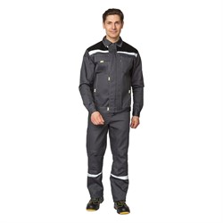 Костюм мужской Профессионал 1 серый/черный (куртка и брюки) - фото 56520