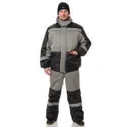 Костюм мужской утепленный Стайл серый (куртка и полукомбинезон) - фото 56783