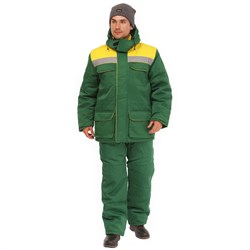 Костюм мужской утепленный Буря зеленый (куртка и полукомбинезон) - фото 56810