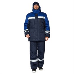 Костюм антистатический мужской утепленный Антистат темно-синий/василек (куртка и брюки) - фото 56932