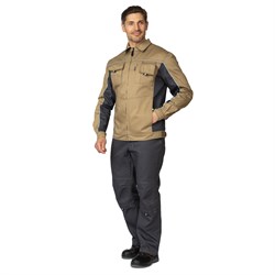 Куртка мужская летняя Люкс бежевый/серый/серый со светоотражающим кантом - фото 57111