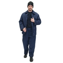 Куртка мужская утепленная темно-синяя из смесовой ткани эконом - фото 57207