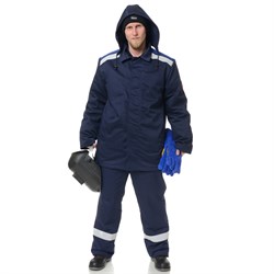 Костюм сварщика утепленный Премиум 2 класса защиты темно-синий/василек (куртка и брюки) - фото 57457
