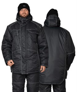 Костюм мужской утепленный Викинг черный (куртка и брюки) - фото 57653