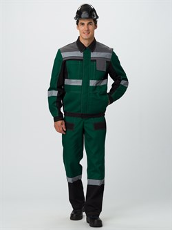 Костюм Виват-1 Премиум (тк.Смесовая,240) брюки, зеленый/черный/серый - фото 58770