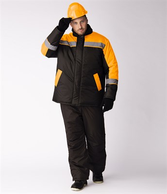 Куртка зимняя Стандарт (тк.Оксфорд), черный/оранжевый - фото 5925
