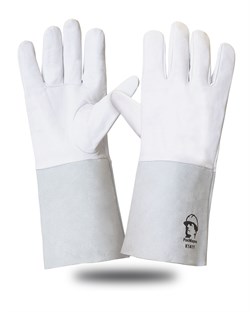 Краги-перчатки аргонщика, спилок/кожа, длина 35см, цвет серый (х60) - фото 60460