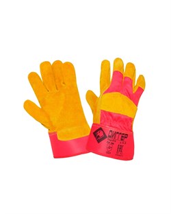 Перчатки ДИГГЕР спилковые комб-е, желто-красные, р-р. 10,5 в уп. 72 пары (пер 610) - фото 60499