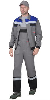 Костюм "СИРИУС 4120" куртка, полукомбинезон средне-серый с васильковым и СОП - фото 61213