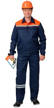 Костюм "Эксперт": куртка, п/комб. тёмно-синий с оранжевым и СОП (распродажа) - фото 61247
