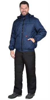 Куртка "СИРИУС-ПРАГА-Люкс" короткая с капюшоном, темно-синяя - фото 61775