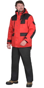 Куртка зимняя 5501 красная с черным - фото 61898