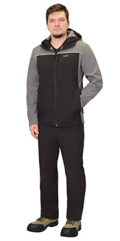 Куртка "СИРИУС-Спринтер Софт" удлиненная, черная с серым - фото 62063