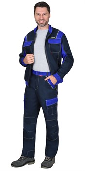 Костюм "СИРИУС-КАРАТ-РОСС" куртка, брюки темно-синий с васильковым - фото 62097