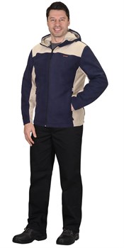 Куртка флисовая "СИРИУС-ТЕХНО" (флис дублированный) т.синяя с бежевым - фото 62300