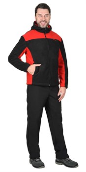 Куртка флисовая "СИРИУС-ТЕХНО" (флис дублированный) черная с красным - фото 62337