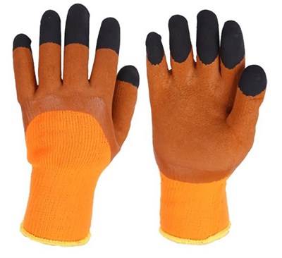 Перчатки утепл. акриловые со вспененным латексным покрытием, оранжево-коричневые - фото 6262