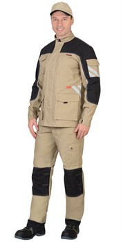 Костюм "СИРИУС-Вест-Ворк" куртка, брюки песочный с черным пл. 275 г/кв.м - фото 62671