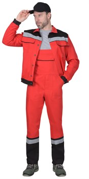 Костюм "СИРИУС-МАСТЕР" летний: куртка, полукомбинезон, красный с чёрной отделкой - фото 62675