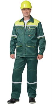 Костюм "СИРИУС-МЕХАНИК" куртка, брюки зелёный с жёлтым и СОП - фото 63284