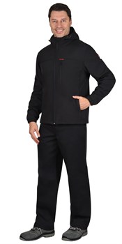 Куртка "СИРИУС-Азов" с капюшоном черный софтшелл пл 350 г/кв.м - фото 63841