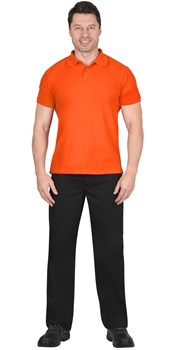 Рубашка-поло оранжевая короткие рукава с манжетом, пл.180 г/м2 - фото 64626