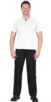 Рубашка-поло белая короткие рукава с манжетом, пл.180 г/м2 - фото 64629