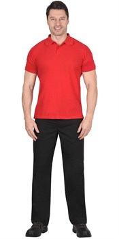 Рубашка-поло красная короткие рукава с манжетом, пл.180 г/м2 - фото 64631